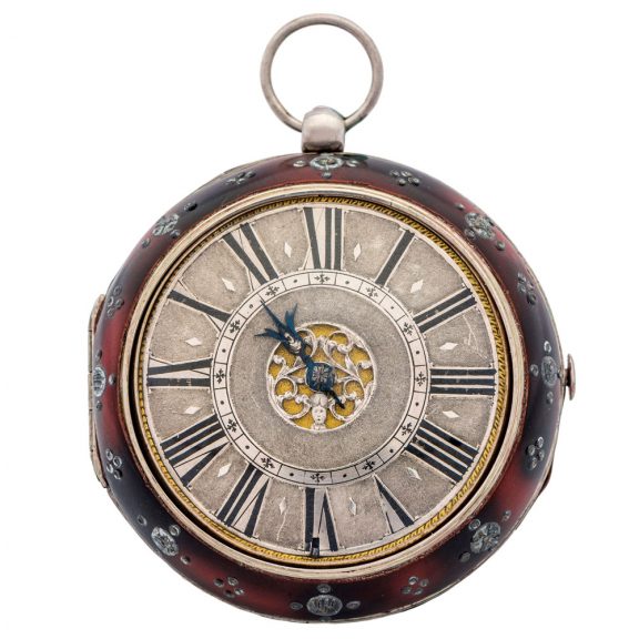 English silver pair-cased watch in tortoiseshell outer case Circa 1690