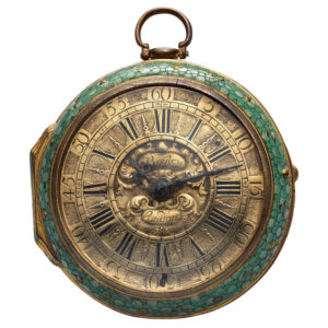 Rare English gold verge pocket watch in shagreen case Circa 1720