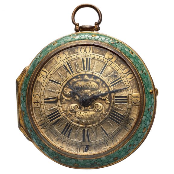 Rare English gold verge pocket watch in shagreen case Circa 1720