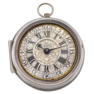 Fine English silver pair-cased lever pocket watch Circa 1715