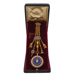 Elegant Swiss gold watch with matching chatelaine Circa 1800
