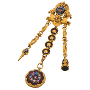 Swiss gold fob watch with matching chatelaine Circa 1880