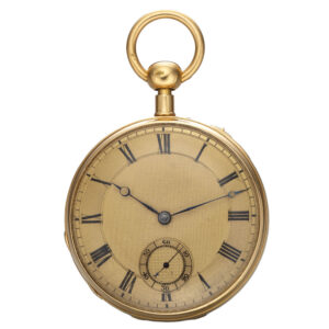 Fine English 18K gold open faced pocket watch Circa 1839
