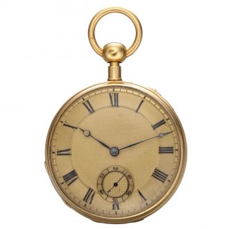 Fine English 18K gold open faced pocket watch Circa 1839