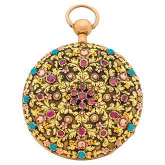 French varicoloured gold quarter repeating pocket watch Circa 1875
