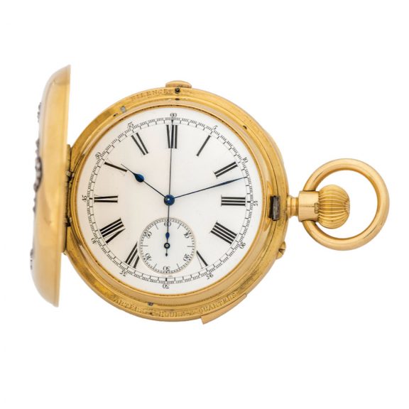 French/English gold minute repeating lever clockwatch Circa 1890 French/English gold minute repeating lever clockwatch Circa 1890