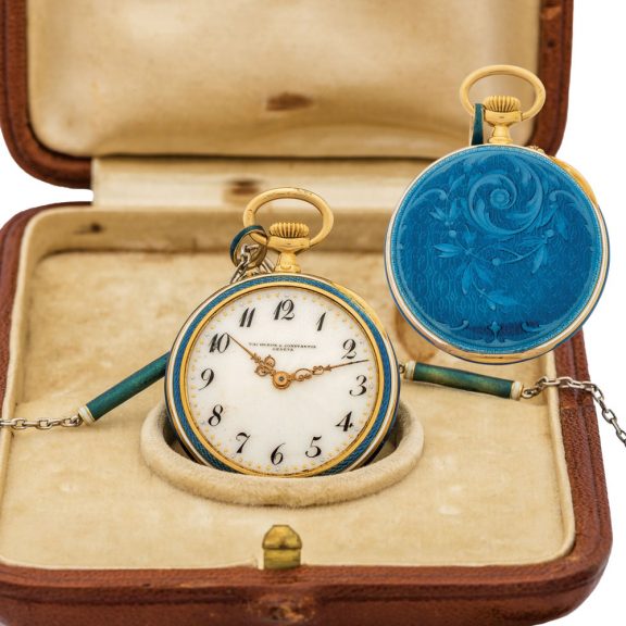 Charming Swiss gold and enamel lady's pendant watch Circa 1905