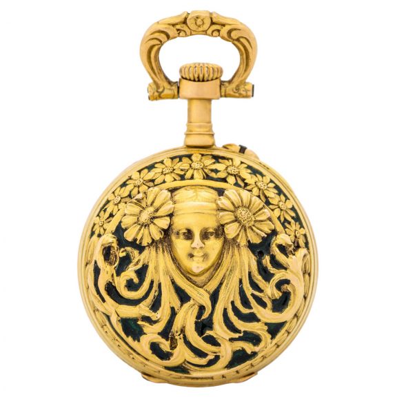 Small French gold and enamel pierced pendant watch Circa 1890