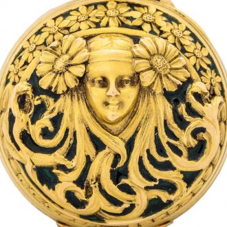 Small French gold and enamel pierced pendant watch Circa 1890