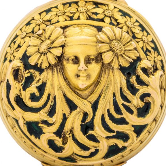 Small French gold and enamel pierced pendant watch Circa 1890 Small French gold and enamel pierced pendant watch Circa 1890