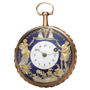 Swiss gold repeating verge with Jacquemarts automaton Circa 1810