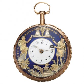 Swiss gold repeating verge with Jacquemarts automaton Circa 1810