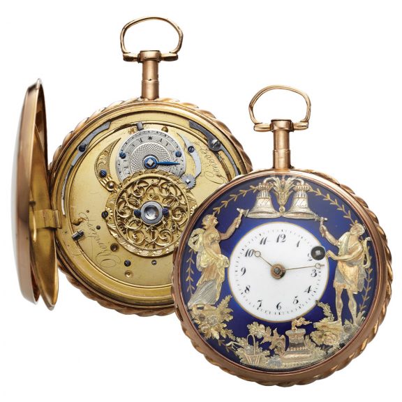 Swiss gold repeating verge with Jacquemarts automaton Circa 1810 Swiss gold repeating verge with Jacquemarts automaton Circa 1810