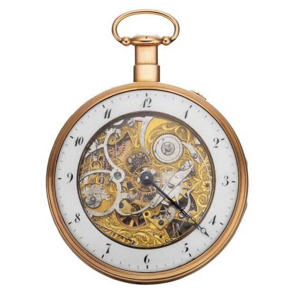 Swiss gold quarter repeating skeletonized pocket watch Circa 1830 Swiss gold quarter repeating skeletonized pocket watch Circa 1830