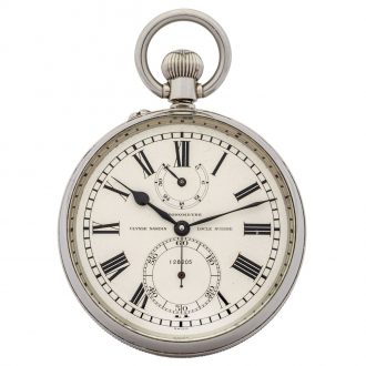 Swiss silver deck watch with 36-hour power reserve Circa 1940