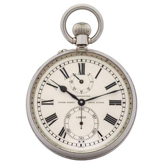 Swiss silver deck watch with 36-hour power reserve Circa 1940