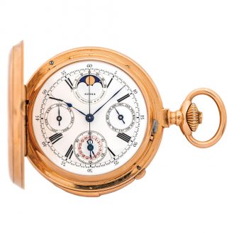 Swiss pink gold minute repeater with seven complications Circa 1892