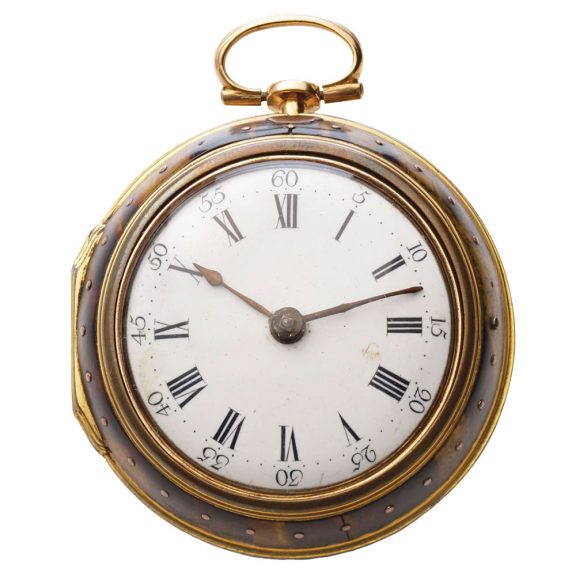 English gold, studs and tortoiseshell covered pocket watch Circa 1771