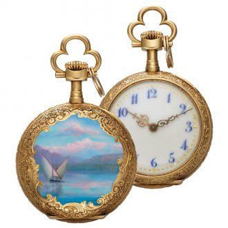 Charming Swiss gold and enamel pendant watch Circa 1895