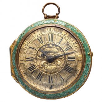 English gold verge pocket watch in shagreen case Circa 1720