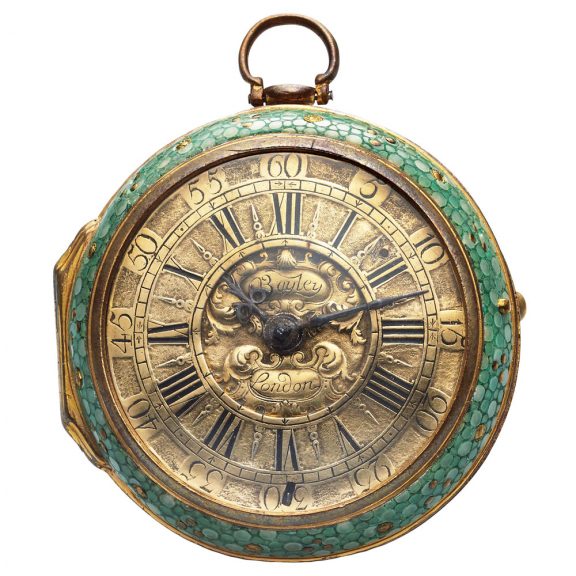 English gold verge pocket watch in shagreen case Circa 1720