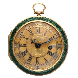 Fine English gold and shagreen pocket watch Circa 1710