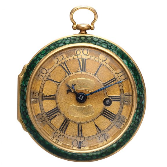 Fine English gold and shagreen pocket watch Circa 1710