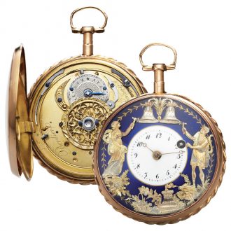 Swiss gold quarter repeating watch with Jacquemart Circa 1810 Swiss gold quarter repeating watch with Jacquemart Circa 1810