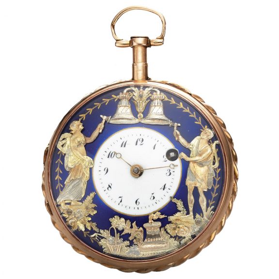 Swiss gold quarter repeating watch with Jacquemart Circa 1810 Swiss gold quarter repeating watch with Jacquemart Circa 1810