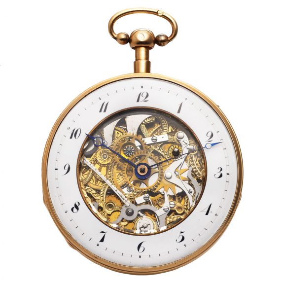 French gold quarter repeating skeletonized pocket watch Circa 1815