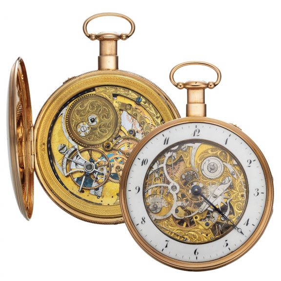 Swiss gold quarter repeating skeletonized pocket watch Circa 1830 Swiss gold quarter repeating skeletonized pocket watch Circa 1830