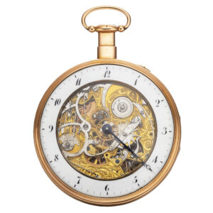 Swiss gold quarter repeating skeletonized pocket watch Circa 1830