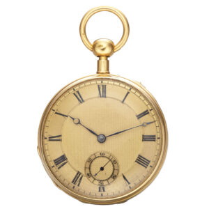 English 18K gold open faced lever pocket watch Circa 1839