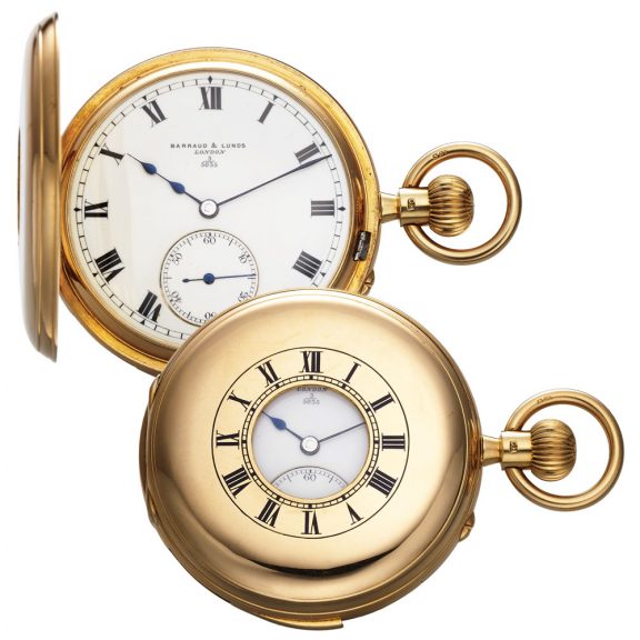 English gold half-hunting cased minute repeater Circa 1907 English gold half-hunting cased minute repeater Circa 1907