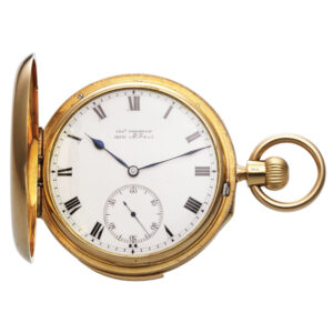 English gold minute repeating keyless pocket watch Circa 1900
