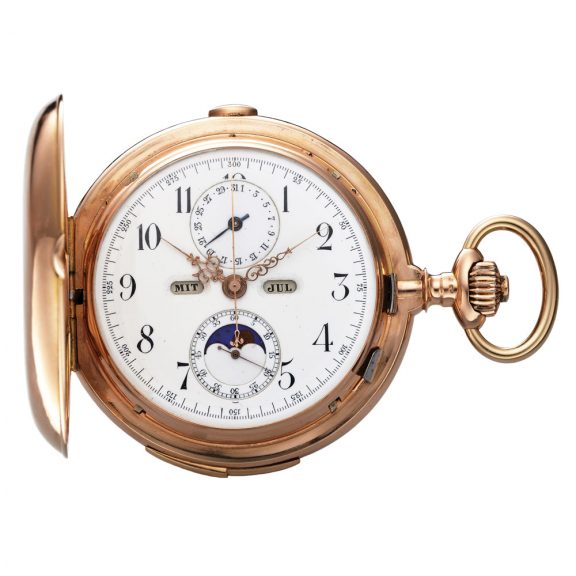 Swiss 14K pink gold quarter repeating chronograph Circa 1890