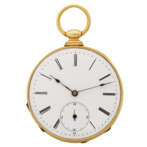 English 18 carat gold open faced pocket watch Circa 1860