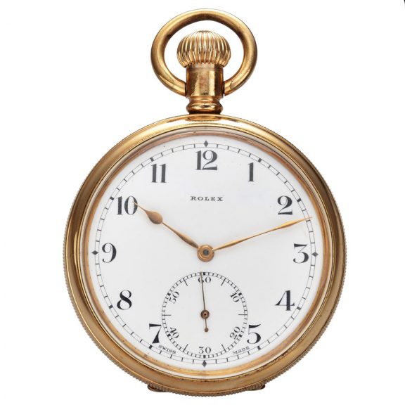 Swiss gold-plated open faced keyless pocket watch Circa 1935