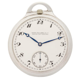 Swiss 18 carat white gold keyless dress pocket watch Circa 1920