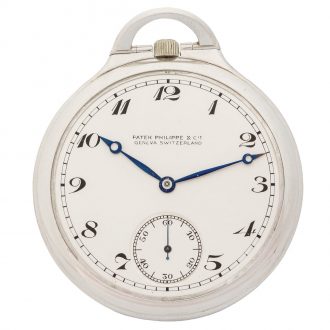 Swiss 18 carat white gold keyless dress pocket watch Circa 1920