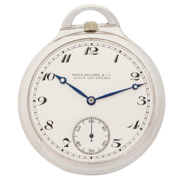 Swiss 18 carat white gold keyless dress pocket watch Circa 1920