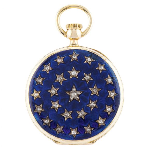 Swiss gold lady's watch set with diamond stars Circa 1850