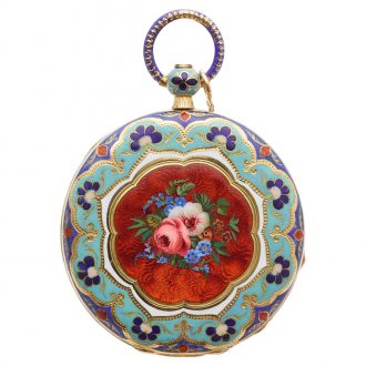 Elegant Swiss gold and cloisonne enamel pocket watch Circa 1880