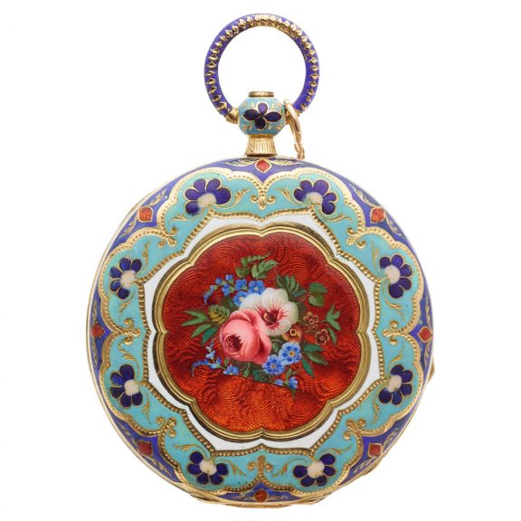 Elegant Swiss gold and cloisonne enamel pocket watch Circa 1880