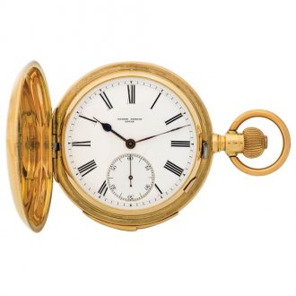 Large Swiss gold minute repeating keyless pocket watch Circa 1900