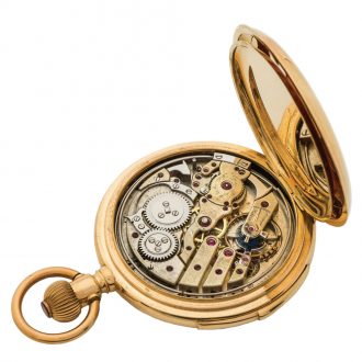Large Swiss gold minute repeating keyless pocket watch Circa 1900