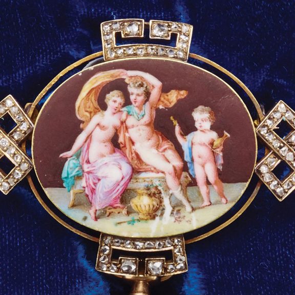 Swiss gold and enamel lady's keyless pendant watch Circa 1900 Swiss gold and enamel lady's keyless pendant watch Circa 1900