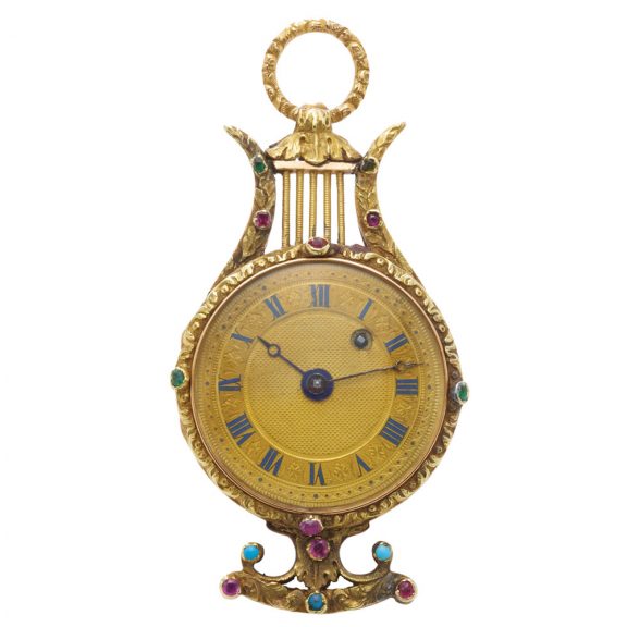 Swiss tri-coulerd gold watch in the form of musical lyre Circa 1830