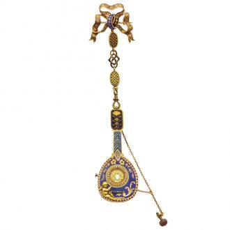 Attractive mandolin form brooch pocket watch Circa 1810