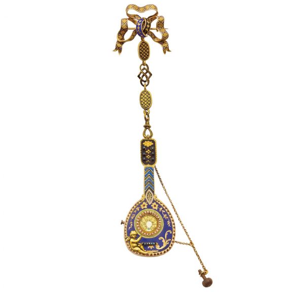 Attractive mandolin form brooch pocket watch Circa 1810 Attractive mandolin form brooch pocket watch Circa 1810